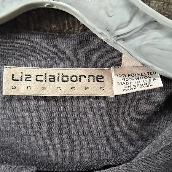80s Vintage NWT Liz Claiborne Dresses Gray button-down dress size 10 Medium - Picture 3 of 4